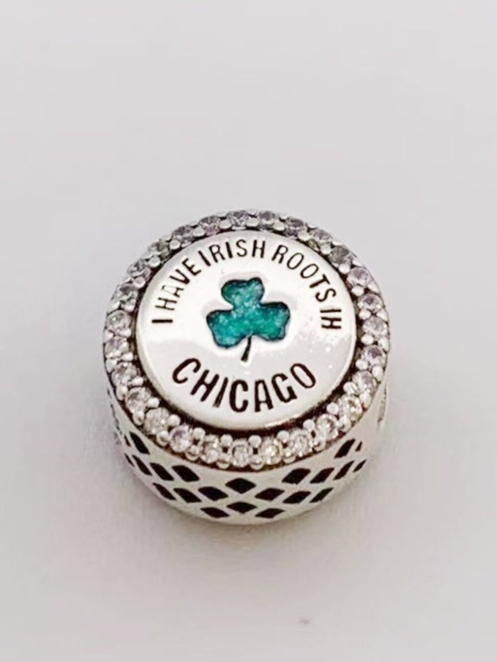Pandora Chicago I Have Irish Roots Ih four-leaf clover Exclusive Charm Bracelets